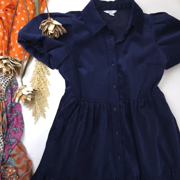 Crown Navy Blue Button-Up Maxi Dress Sz Xs - Picture 2 of 11